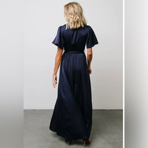 Navy Baltic Born Satin Maxi Dress